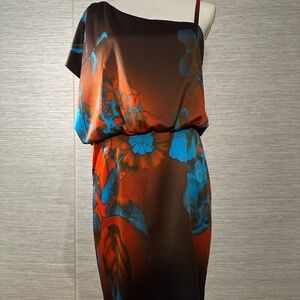 Jessica Simpson Cocktail Dress in Floral Blues and Browns